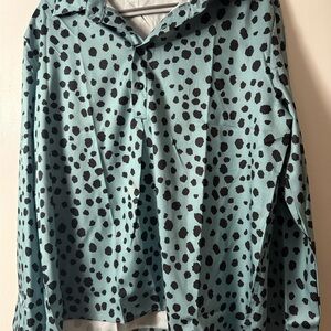 Stylish Black and Blue Polka Dot Blouse